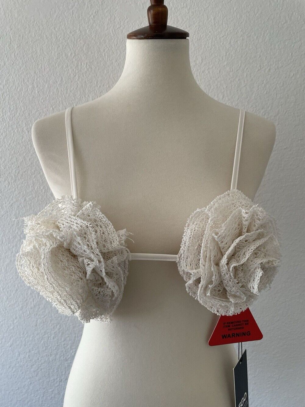 EGO Bra Top Textured Rose Corsage Festival Romantic Coquette Resort Vacay